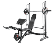 Strongway Gym Supplies Strongway Multi-Function Adjustable Bench with Preacher Curl, Leg Extension, Smith Bar & Weights Sets