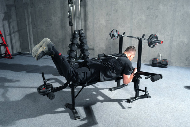 Strongway Gym Supplies Strongway Multi Gym - Adjustable Weight Bench with Barbell Rack (Foldable)