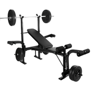 Strongway Gym Supplies Strongway Multi Gym - Adjustable Weight Bench with Barbell Rack (Foldable)