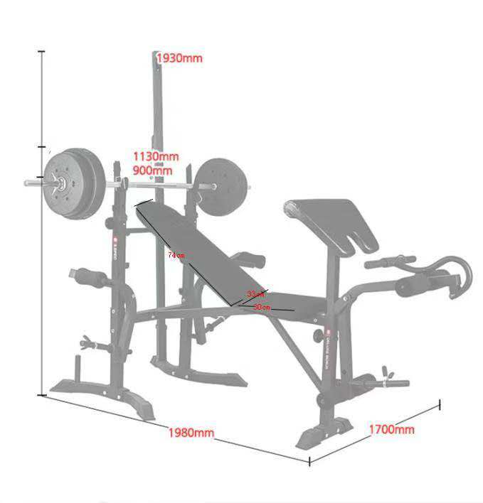 Multi Gym Machine - Adjustable Weight Bench with Barbell Rack