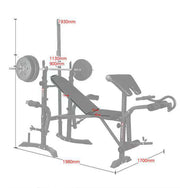 Strongway Gym Supplies Strongway Multi Gym Machine - Adjustable Weight Bench with Barbell Rack