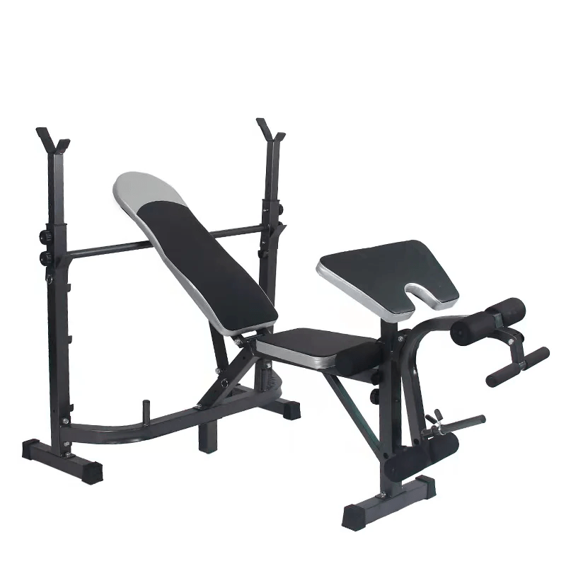 Multi Gym Machine Adjustable Weight Bench with Barbell Rack