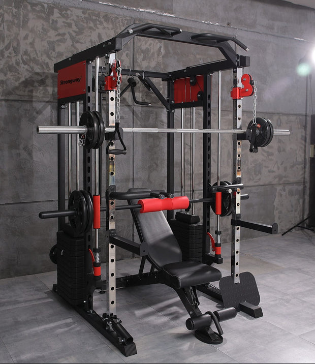 Strongway Gym Supplies Strongway Multi Gym Smith Machine with Weights - Multifunction Home Gym Machine
