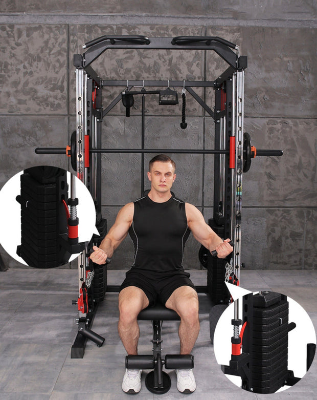 Strongway Gym Supplies Strongway Multi Gym Smith Machine with Weights - Multifunction Home Gym Machine