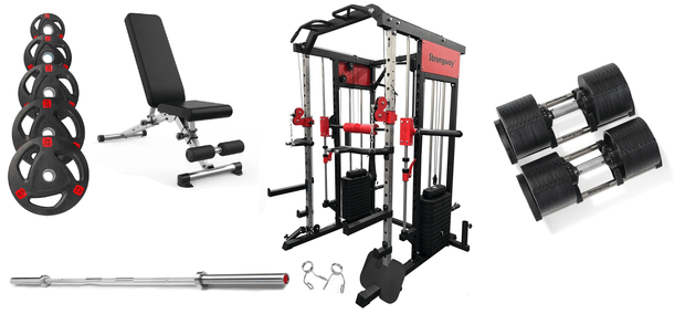 Strongway Gym Supplies Strongway Multi Gym Smith Machine with Weights Packages