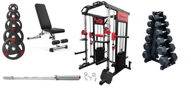 Strongway Gym Supplies Strongway Multi Gym Smith Machine with Weights Packages