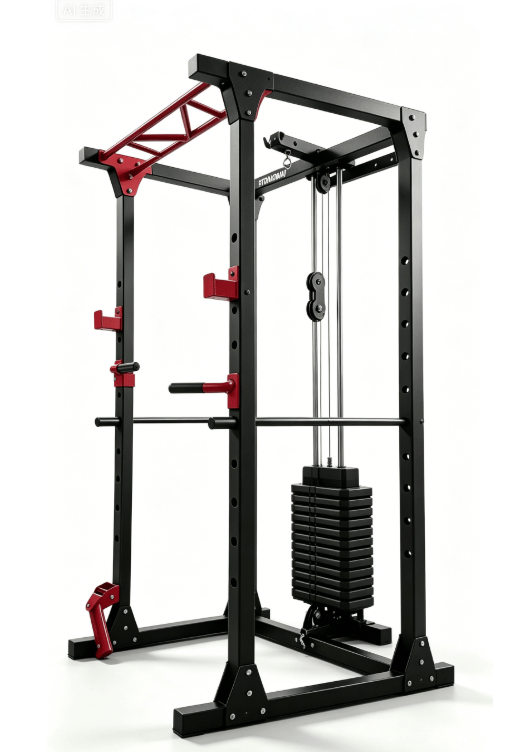 Multi-Gym Squat Rack Power Cage with 72KG Weight Stack Cable Machine