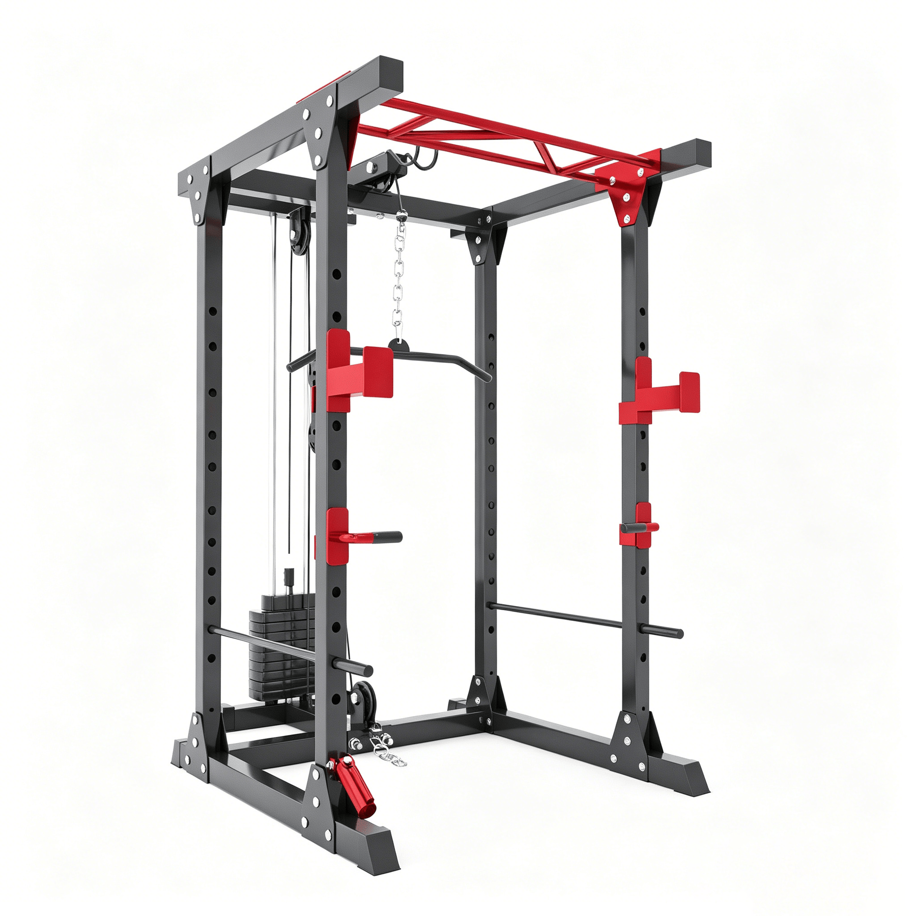 Multi-Gym Squat Rack Power Cage with 72KG Weight Stack Cable Machine