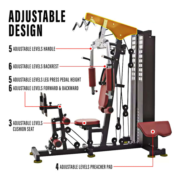 Strongway Gym Supplies Strongway Multi Gym with Weights - Multifunction Home Gym Machine