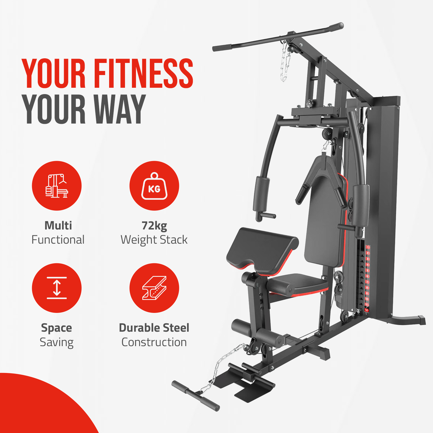 Multiple Weight Machine Strongway Multi Gym with Weights - Multifunction Home Gym Machine ...