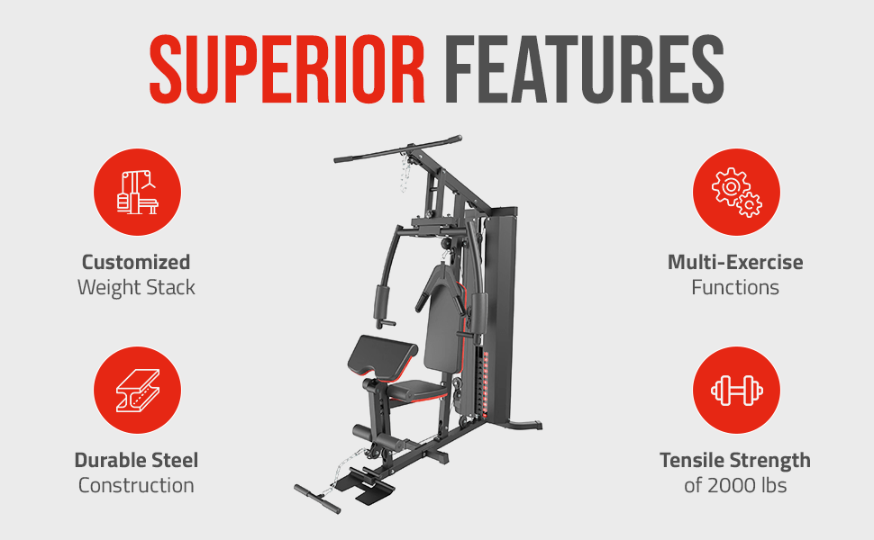 Multiple Weight Machine Strongway Multi Gym with Weights - Multifunction Home Gym Machine