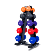 Strongway Gym Supplies SET 2 - 60KG SET | 2X (4KG+5KG+6KG+7KG+8KG) + STAND Strongway Neoprene Hex Dumbbells With Stand
