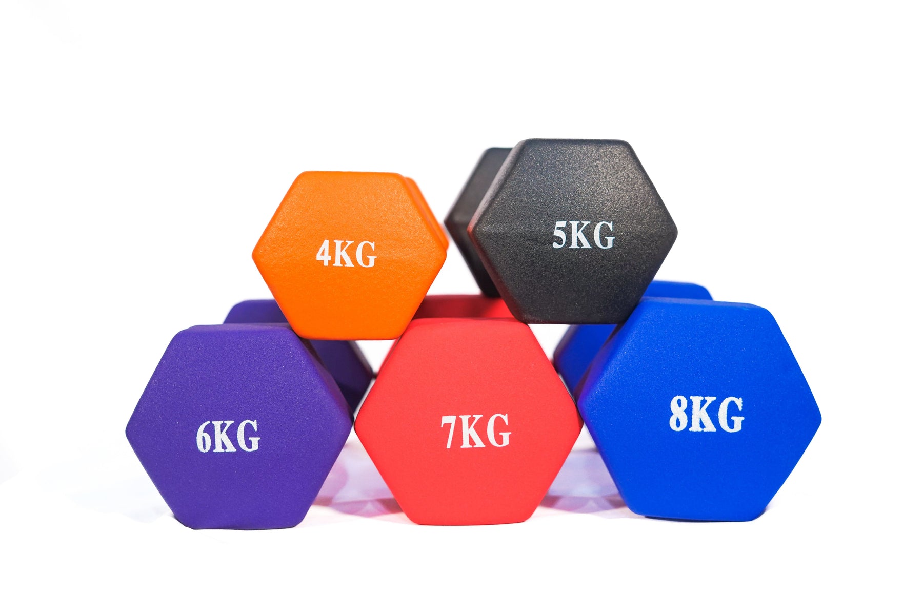 STRONGWAY Neoprene Hex Dumbbells With Stand Gym Weight Training