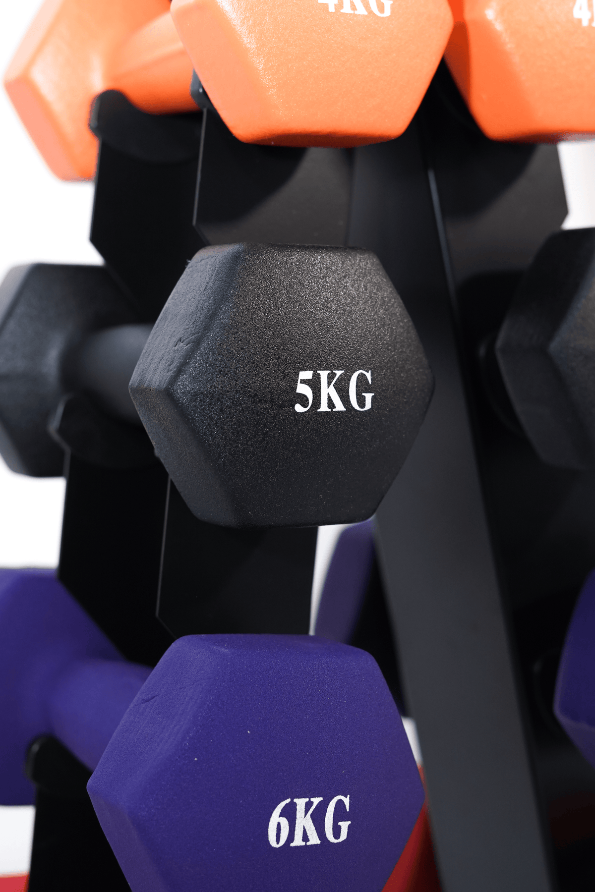 STRONGWAY Neoprene Hex Dumbbells With Stand Gym Weight Training