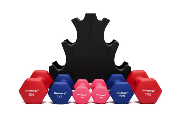 Strongway Gym Supplies Strongway Neoprene Hex Dumbbells With Stand