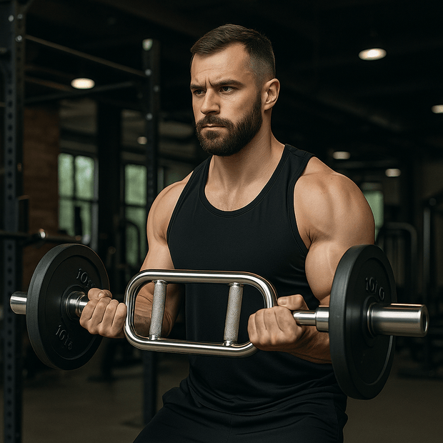 Strongway Gym Supplies 7FT Olympic Barbell Strongway Olympic 2" Tricep Bar With Spring Collars