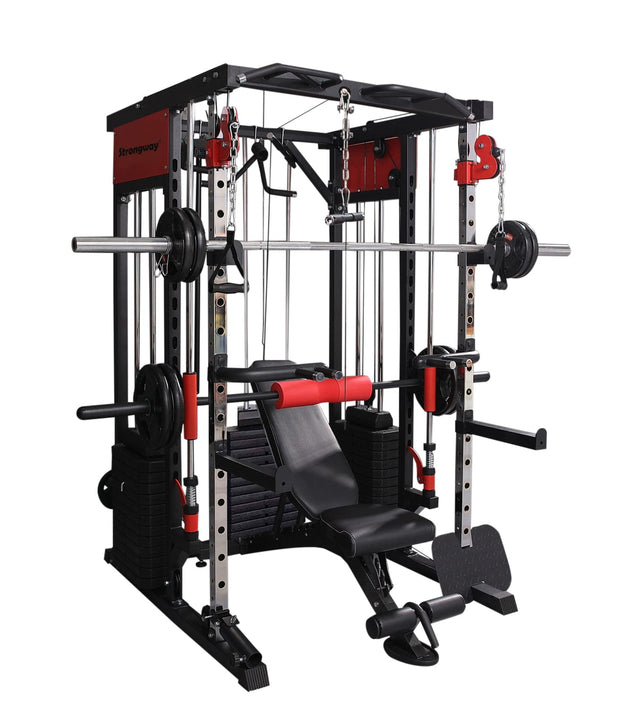 Strongway Gym Supplies Strongway PREMIUM Multi Gym Smith Machine (3 WEIGHT STACKS) with Weights Packages
