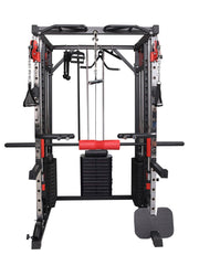 Strongway Gym Supplies Strongway PREMIUM Multi Gym Smith Machine with Weights (3 Weight Stacks) - Multifunction Home Gym Machine
