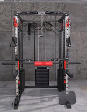 Strongway Gym Supplies Strongway PREMIUM Multi Gym Smith Machine with Weights (3 Weight Stacks) - Multifunction Home Gym Machine