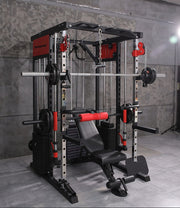 Strongway Gym Supplies Strongway PREMIUM Multi Gym Smith Machine with Weights (3 Weight Stacks) - Multifunction Home Gym Machine