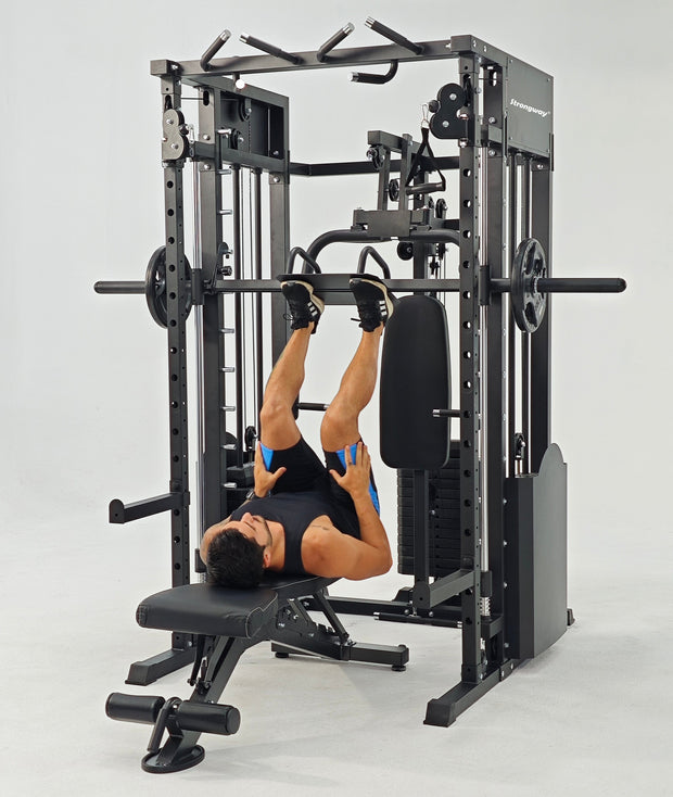 Strongway Gym Supplies Strongway ULTIMATE Multi Gym Smith Machine with Weights (3 Weight Stacks) - Multifunction Home Gym Machine