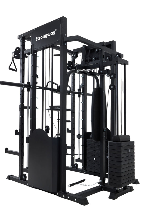 Strongway Gym Supplies Strongway ULTIMATE Multi Gym Smith Machine with Weights (3 Weight Stacks) - Multifunction Home Gym Machine