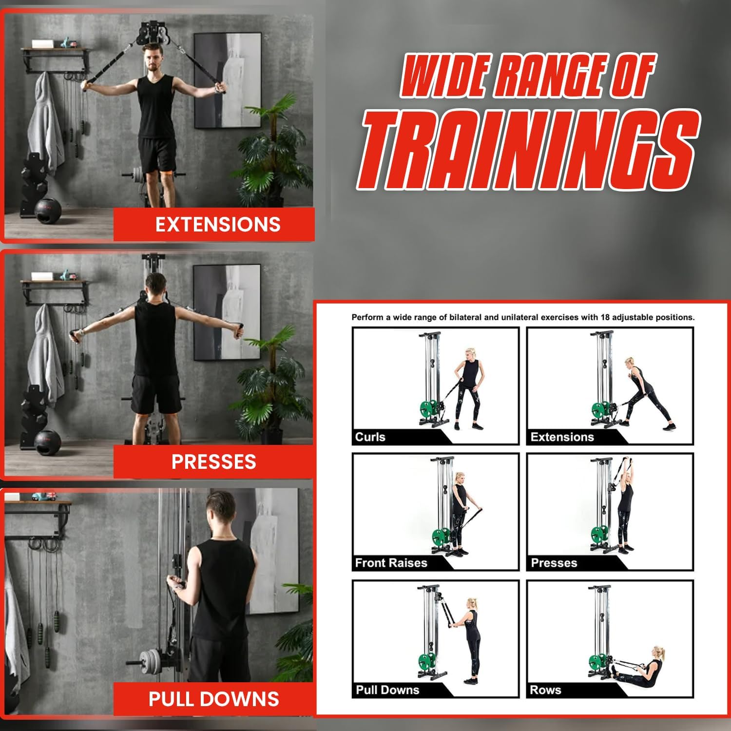 Multi-Gym Squat Rack (Power Cage with Cable Pulley System) | Strongway ...