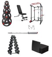 Strongway Gym Supplies Free Weights 50KG Olympic Weight Plates + Hex Dumbbells Set + Multi-Gym Squat Rack + 8x Gym Mats / + 6FT Barbell / + Adjustable Weight Bench Ultimate Set - Olympic Weight Plates + Olympic Barbell + Multi-Gym Squat Rack + Hex Dumbbells Set + Weight Bench + Gym Mats
