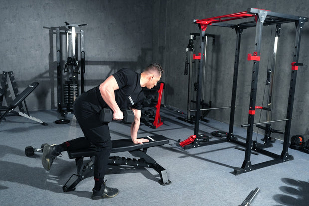 Strongway Gym Supplies Free Weights Ultimate Set - Olympic Weight Plates + Olympic Barbell + Multi-Gym Squat Rack + Hex Dumbbells Set + Weight Bench + Gym Mats