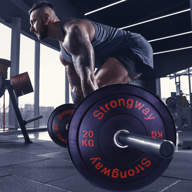 Strongway Gym Supplies Free Weights 50KG/ 70KG/ 100KG/ 120KG/ 150KG Olympic Bumper Weight Plates Set