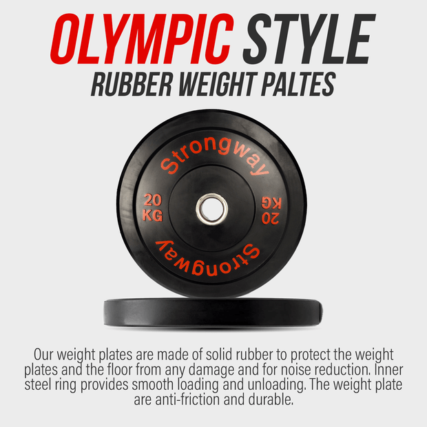 Strongway Gym Supplies Free Weights 50KG/ 70KG/ 100KG/ 120KG/ 150KG Olympic Bumper Weight Plates Set