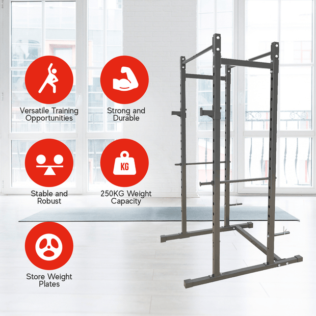 Strongway Gym Supplies Free Weights 50KG / 70KG / 100KG Olympic Bumper Weight Plates + 6FT or 7FT Olympic Barbell + Multi-Gym Squat Rack (Power Cage)  + Adjustable Weight Bench