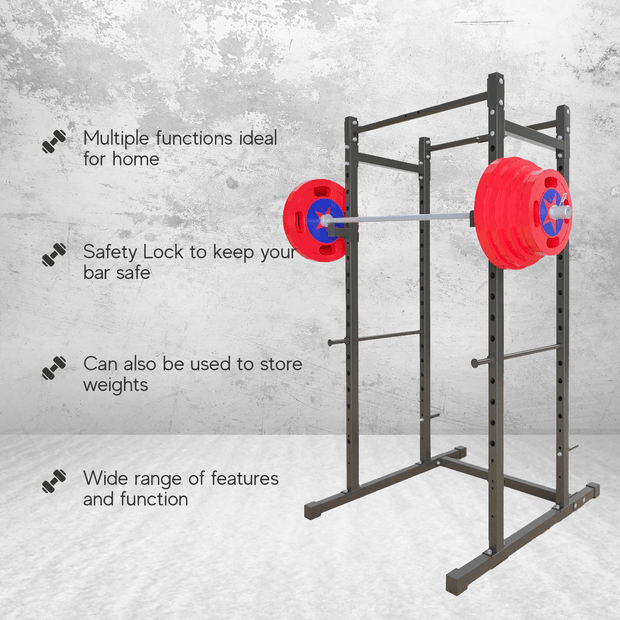 Strongway Gym Supplies Free Weights 50KG / 70KG / 100KG Olympic Bumper Weight Plates + 6FT or 7FT Olympic Barbell + Multi-Gym Squat Rack (Power Cage)  + Adjustable Weight Bench