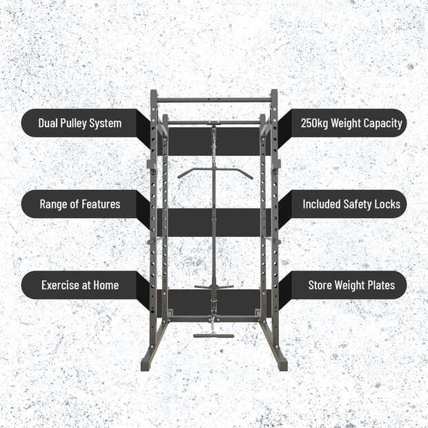 Strongway Gym Supplies Free Weights 50KG / 70KG / 100KG Olympic Bumper Weight Plates + 6FT or 7FT Olympic Barbell + Multi-Gym Squat Rack (Power Cage with Cable Pulley System)  + Adjustable Weight Bench