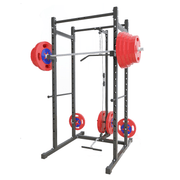 Strongway Gym Supplies Free Weights 50KG / 70KG / 100KG Olympic Bumper Weight Plates + 6FT or 7FT Olympic Barbell + Multi-Gym Squat Rack (Power Cage with Cable Pulley System)