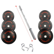 Strongway Gym Supplies Free Weights 50KG SET + 6FT BARBELL 50KG / 70KG / 100KG Olympic Bumper Weight Plates + 6FT or 7FT Olympic Barbell Set