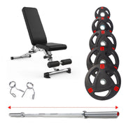 Strongway Gym Supplies 50KG Olympic Weight Plates + Adjustable Weight Bench / + 6FT Barbell 50KG / 70KG / 100KG Olympic Weight Plates + 6FT or 7FT Olympic Barbell+ Adjustable Weight Bench