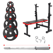 Strongway Gym Supplies 50KG Olympic Weight Plates + Adjustable Weight Bench with Barbell Rack / + 6FT Barbell 50KG / 70KG / 100KG Olympic Weight Plates + 6FT or 7FT Olympic Barbell + Adjustable Weight Bench with Barbell Rack