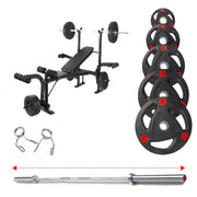 Strongway Gym Supplies Free Weights 50KG Olympic Weight Plates + Adjustable Weight Bench with Barbell Rack / + 6FT Barbell 50KG / 70KG / 100KG Olympic Weight Plates + 6FT or 7FT Olympic Barbell + Adjustable Weight Bench with Barbell Rack