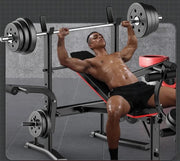 Strongway Gym Supplies Free Weights 50KG / 70KG / 100KG Olympic Weight Plates + 6FT or 7FT Olympic Barbell + Adjustable Weight Bench with Barbell Rack