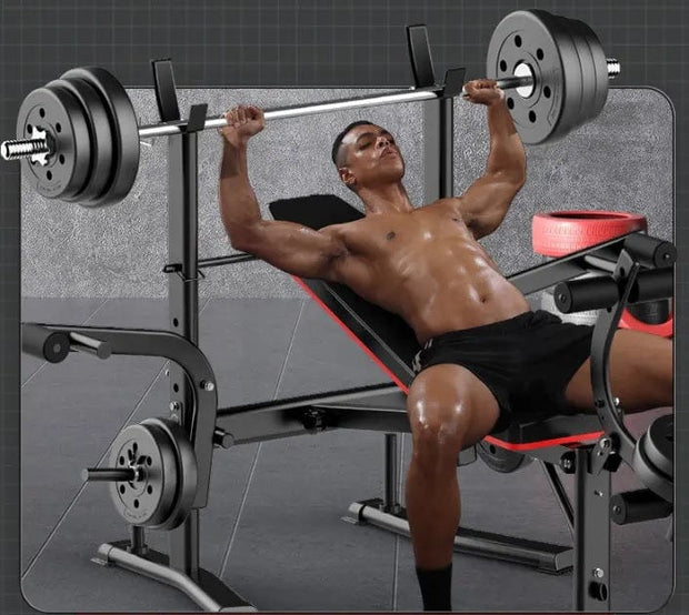 Strongway Gym Supplies Free Weights 50KG / 70KG / 100KG Olympic Weight Plates + 6FT or 7FT Olympic Barbell + Adjustable Weight Bench with Barbell Rack