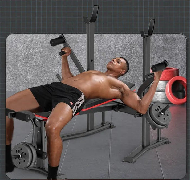 Strongway Gym Supplies Free Weights 50KG / 70KG / 100KG Olympic Weight Plates + 6FT or 7FT Olympic Barbell + Adjustable Weight Bench with Barbell Rack