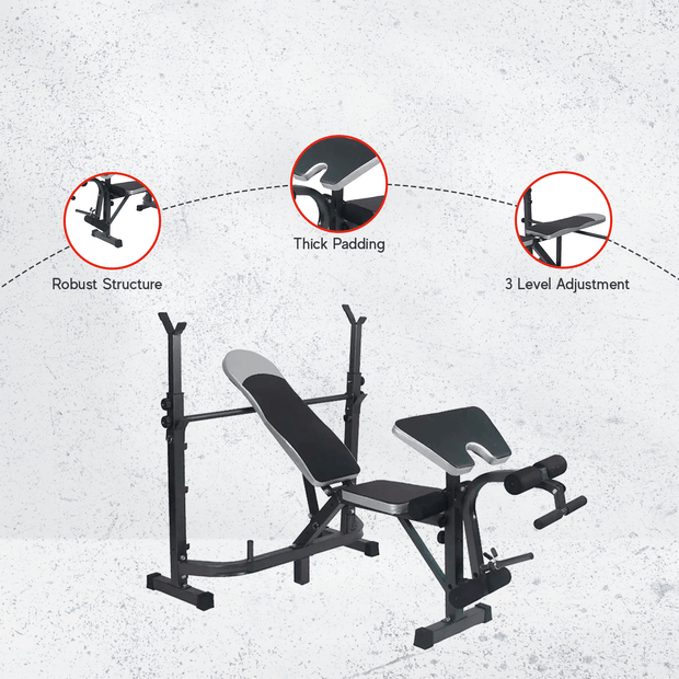 Strongway Gym Supplies Free Weights 50KG / 70KG / 100KG Olympic Weight Plates + 6FT or 7FT Olympic Barbell + Adjustable Weight Bench with Barbell Rack
