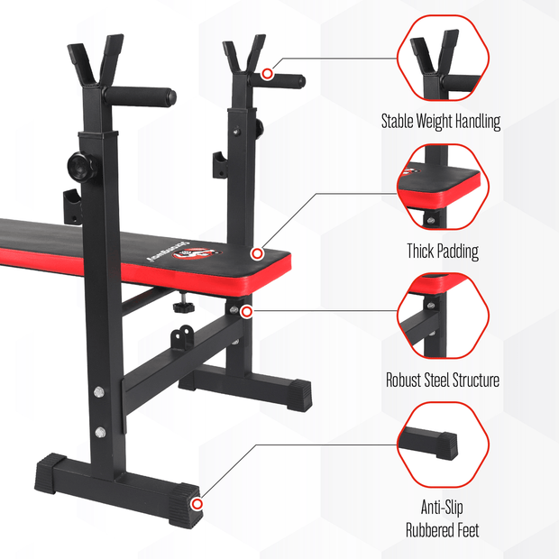 Strongway Gym Supplies 50KG / 70KG / 100KG Olympic Weight Plates + 6FT or 7FT Olympic Barbell + Adjustable Weight Bench with Barbell Rack