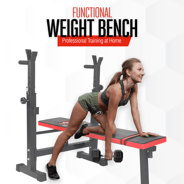 Strongway Gym Supplies 50KG / 70KG / 100KG Olympic Weight Plates + 6FT or 7FT Olympic Barbell + Adjustable Weight Bench with Barbell Rack