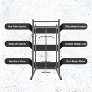 Strongway Gym Supplies Free Weights 50KG / 70KG / 100KG Olympic Weight Plates + 6FT or 7FT Olympic Barbell + Multi-Gym Squat Rack (Power Cage with Cable Pulley System) + Adjustable Weight Bench