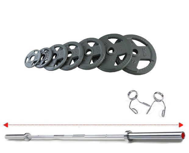 Strongway Gym Supplies 100KG SET + 7FT BARBELL 50KG / 70KG / 100KG Olympic Weight Plates + 6FT or 7FT Olympic Barbell Set