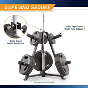 Strongway Gym Supplies 6-Peg Weight Plate Tree and Vertical Bar Holder Storage Rack
