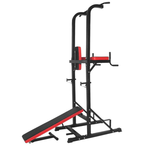 50KG / 70KG / 100KG Olympic Bumper Weight Plates + 6FT or 7FT Olympic Barbell + Power Tower Dip Station with Bench