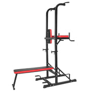 50KG / 70KG / 100KG Olympic Weight Plates + 6FT or 7FT Olympic Barbell + Power Tower Dip Station with Bench